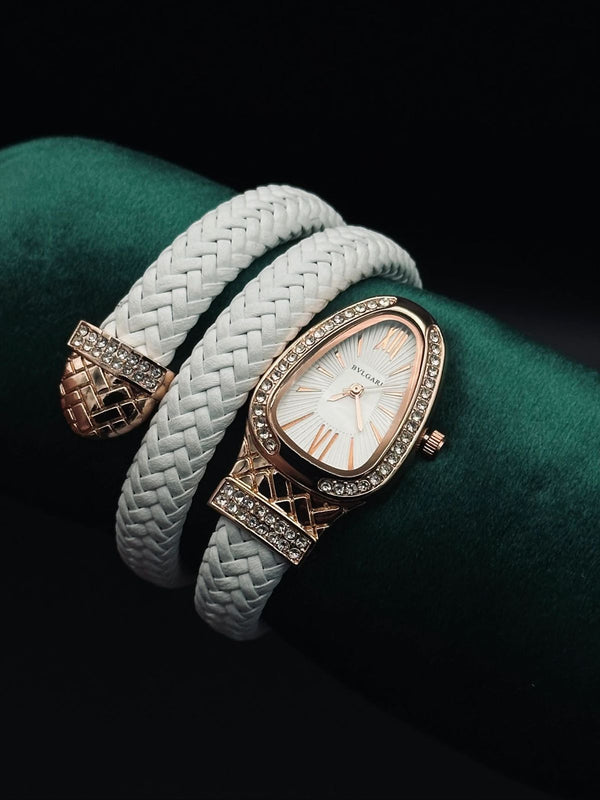 Ladies Snake Watch Leather Strap)